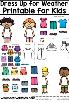 dress up for weather printable for kids to learn how to make clothes and wear them