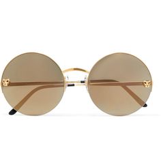 Cartier Cartier - Panthère Round-frame Gold-plated Mirrored Sunglasses... ($895) ❤ liked on Polyvore featuring accessories, eyewear, sunglasses, glasses, gold, round frame glasses, square sunglasses, cartier eyewear, cartier sunglasses and mirror glasses Cartier Glasses, Panther Head, Glasses Square, Polyvore Items, Cartier Sunglasses, Sunglasses Square, Mirror Sunglasses, Protection Glasses, Sunglasses Round