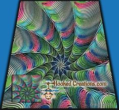 an image of a computer screen with the words hooked creations on it and a colorful spiral design