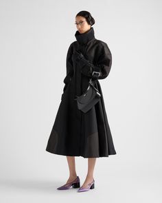 Find PRADA Canvas Coat on Editorialist. Regular fit Unlined Funnel collar Long sleeves Cuff with hook-and-loop strap Zipper and hook-and-loop closure Zipper pockets Heat-sealed tape seams Waxed zippers Cordura fabric Designer Black Outerwear With Belted Cuffs, Black Designer Outerwear With Belted Cuffs, Prada Re Edition, Style Moodboard, Ballerina Slippers, Messenger Bag Backpack, Luggage Bags Travel, Custom Belt, Hybrid Design