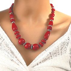 This Necklace Combines The Timeless Charm Of Vintage-Look Red Beads With The Free-Spirited Bohemian Style, Resulting In A Truly Unique Piece. It Effortlessly Elevates Any Outfit, From Casual To Dressy, With Its Vibrant Pop Of Color. Handmade With Meticulous Care By Skilled Artisans, It Embodies Exceptional Quality And Attention To Detail. Nwt Party Beaded Necklaces With Polished Beads, Elegant Red Beaded Necklace With Colorful Beads, Elegant Red Beaded Necklace, Red Bohemian Necklace For Party, Bohemian Red Necklace For Party, Beaded Chain Necklaces With Metal Beads, Elegant Red And Silver Beads, Red Bohemian Necklaces With Polished Beads, Bohemian Red Necklaces With Polished Beads