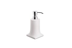 a white soap dispenser on a white background