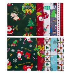 four different types of christmas fabric