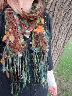 knit scarf rustic soft handknit scarf from the by beautifulplace: Handknit Scarf, Yarn Art Projects, Diy Shawl, Crocheted Scarf, Scarf Yarn, Wild Forest, Form Crochet, Art Scarves