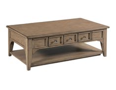 a coffee table with drawers on top