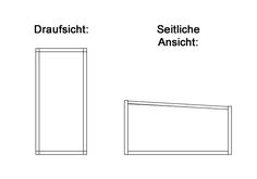 an outline drawing of the front and back sides of a cabinet with two sections labeled in german