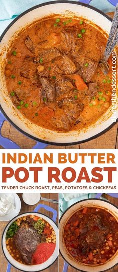 Indian Butter Pot Roast is a delicious fork-tender beef dish inspired by classic Indian flavors! #potroast #indianbutterchicken #dinner #beef #indiancurry #buttercurry #dinnerthendessert Tender Chuck Roast, Dinner Beef, Rustic Recipes, Indian Butter Chicken, One Pot Dinner, Pot Roast Recipes, Tender Beef, Think Food, Chuck Roast