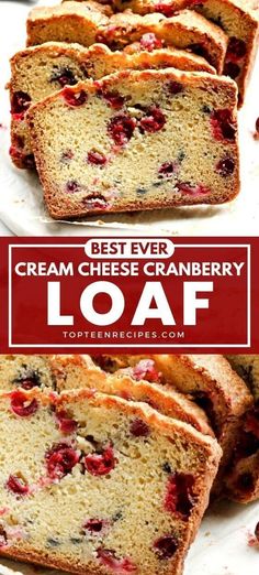 the best ever cream cheese cranberry loaf is so easy to make and delicious