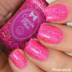 Mr. Mint - Holographic Glitter Indie Nail Polish by Cupcake Polish Neon Nail Polish, Pretty Nail Polish, Pink Glitter Nails, Holographic Nail Polish, Pink Nail Polish, Nails 2023, Colorful Nail Designs, Pink Nail