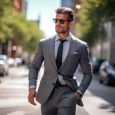 Gray Men's Suit 2 Piece Set Blazers Pants Classic Business Gentleman Formal Groom For Wedding Occasion on Storenvy Grey Suit Wedding Guest, Tailored Suits For Groom, Tailored Tuxedo For Groom, Tailored Professional Tuxedo For Groom, Groom's Three-piece Suit With Pressed Crease, Dapper Groom Suit In Suiting Fabric, Dapper Suit For Groom In Suiting Fabric, Dapper Suit In Suiting Fabric For Groom, Dapper Suiting Fabric Suit For Groom