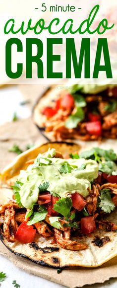 two tortillas with guacamole and tomatoes on top