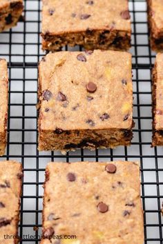 chocolate chip cookie bars on a cooling rack ready to go into the oven for baking