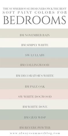 an image of the different colors for bedroom decor