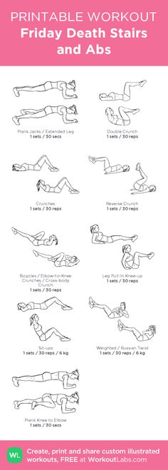 Friday Death Stairs and Abs - this is the abs part :) First we do a 30 minutes step mill work out planned by the Tone it Up Girls Mill Work, Arm Workout Women, Six Pack Abs Workout, Printable Workouts, Friday Workout, Abs Workout For Women