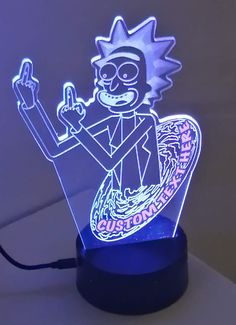 a cartoon figure is shown on top of a blue light