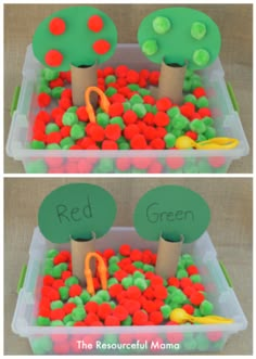 Apple sensory bin great for fine motor and color matching practice. Apple Social Studies Activities Preschool, Color Art Projects, Apple Sensory Bin, Apple Sensory, Autumn Highlights, Art Projects For Toddlers, Preschool Apples, Projects For Toddlers