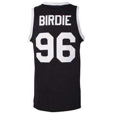 a black and white basketball jersey with the number 98 on it's chest, in front of a white background