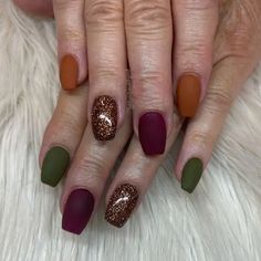 Fall Nail Art Ideas, Fall Toe Nails, November Nails, Plaid Nails, Glitter Gel Nails, Fall Nail Art