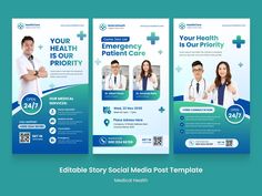 medical postcard template with three doctors