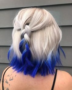 Hidden Hair Color Blondes, Hair Color Ideas Peekaboo, Blonde And Blue Hair, Fox Hair Color, Haircolor Ideas, Fun Hairstyles, Dyed Tips, Hair Dye Tips, Platinum Blonde Hair Color