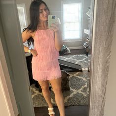 Adorable Fringe Pink Romper! Bought From These Three Boutique. I Just Don’t Love It On Me! Brand Is Main Strip Pink Fringe Romper, Strip Pants, Lace Top Jumpsuit, Fringe Romper, Pink Romper, Saved By The Dress, Pink Jumpsuit, Pink Tassel, Pink Rompers