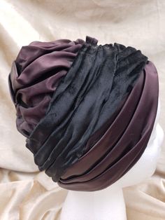 1960s Vintage Hat Black/Brown Satin Turban Cloche Togue Fez Ladies Fascinator  | eBay Satin Turban, Hippie Look, Brown Satin, Turban Style, Vintage Hat, Formal Outfit, Vintage Beauty, 1960s Vintage, Hats Vintage