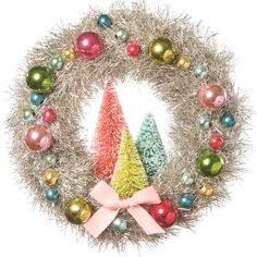 a christmas wreath with ornaments on it