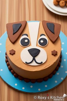 a birthday cake with a dog's face on it