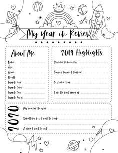 a printable new year's resolution sheet for kids with space and stars on it