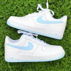 Baby Blue Nike Air Force 1 Custom Blue Nike Air Force 1, Blue Nike Air Force, Zapatillas Nike Air Force, Blue Nike Air, Nike Air Force 1 Custom, Nike Shoes Air Force, Nike Air Force 1s, Preppy Shoes, Custom Made Shoes