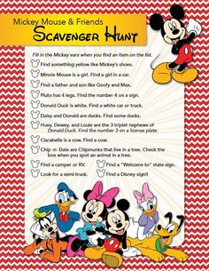 mickey mouse and friends scavenger hunt