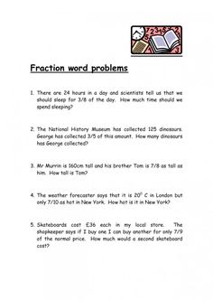 a page from the text book fraction word problems