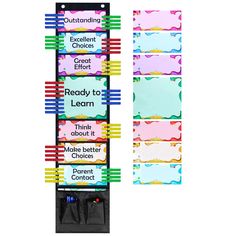 two colorful bulletin boards with writing on them and the words ready to learn in each one