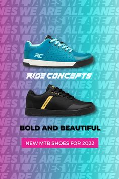 two shoes with the words ride concept bold and beautiful new mtb shoes for 2012