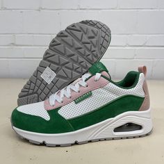 TECH SPECS Condition: New with box SKECHERS 177105/GRPK Uno - 2 Much Fun Sneaker Shoes Women's Size 5M Gr Manufacturer Color: Green/Pink New with Box   DETAILS Brand: SKECHERS Style/Model: 177105/GRPK Uno-2 Much Fun Sneaker Shoes Women's Size 5M Green/Pink Condition: New with box Condition Notes: Item Attributes: US Shoe Size: 5,Upper Material: Duraleather,UK Shoe Size: 2,Type: Casual,Style: Sneaker,EU Shoe Size: 35,Department: Women,Color: Multicolor,Closure: Lace Up UPC: 196989575575 NPS#: vs- Peach Sneakers, Boxing Conditioning, Salt Lake City Utah, Sneaker Shoes, Best Sneakers, Salt Lake City, Lake City, Woman Colour, Womens Shoes Sneakers