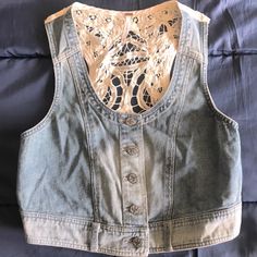 Boho Adorable Lacey Denim Vest. Free People Jacket, Denim Vest, White Blue, Blue White, Free People, Color Blue, Jackets For Women, Jackets & Coats, Blue And White