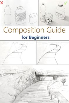 Composition drawing guide for beginners Still Life Sketch, Basic Sketching, Landscape Pencil Drawings, Composition Drawing, Learn To Sketch, Life Sketch, Draw And Paint