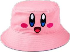 Kawaii Pink Cap, Pink Kawaii Cap, Pink Novelty Bucket Hat, Retro Pink Cotton Hat, Kirby Buckets, Kirby Face, You Rock, A Design, Kirby