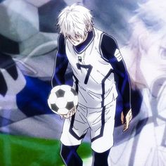 an anime character holding a soccer ball in his hand