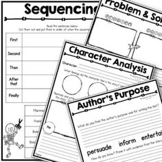 three different types of writing paper with the words sequence and problem in each one corner