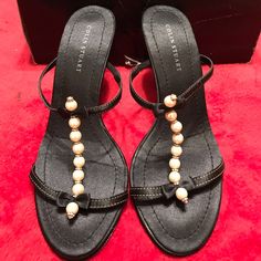 Victoria’s Secret Pearl T-Strap Black Sandal Size 7.5 Made By Colin Stuart. These Were Bought Through Victoria’s Secret And Were Never Worn. The Heel Is Approx. 3” The Shoe Is Made Of Black Satin, Pearls And Rhinestones. These Are A Beautiful Pair Of Heels. Fitted T-strap Sandals For Evening, Black T-strap Sandals For Summer Formal Events, Black T-strap Sandals For Formal Summer Occasions, Black T-strap Sandals For Formal Summer Events, Black T-strap Heels For Summer, T Strap, Black Satin, Black Sandals, Victoria’s Secret