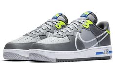 Nike Air Force 1 React Wolf Grey CD4366-002 Nike Air Force 1 React, Nike Air Force One, Nike Airforce 1, Converse Run Star, 95 Nike, Jordan 2, Nike Dunk High, Nike Air Force 1 Low, Air Jordan 3