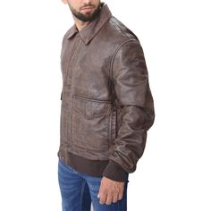 [additional] Mens Aviator A-2 Distressed Brown Real Leather Flight Bomber Jacket Aviator leather jackets like this Distressed Brown Jacket have been around for centuries. Originally designed for pilots in the US military during World War II, the A2 jacket quickly became a fashion staple due to its practicality and rugged charm. People love the Aviator A2 jacket for its classic and versatile style. The distressed leather gives it a vintage look, while the clean lines and minimal detailing make it Rugged Leather Jacket For Fall Streetwear, Winter Distressed Leather Outerwear, Fall Leather Aviator Biker Jacket, Military Style Leather Outerwear For Fall, Fall Military Leather Outerwear, Leather Biker Jacket For Fall, Classic Distressed Outerwear For Fall, Brown Leather Military Outerwear, Rugged Distressed Brown Outerwear