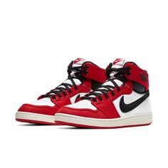 The Air Jordan 1 KO “Chicago” is mostly made out of canvas with the colour of white and red. To add a bit of contrast and pay contribute to the original AJ1, the black profile swoosh and red ankle high collar complete the look with smooth leather. SKU: DA9089-100 Release Date: May 21, 2021 Color: White/Black/University Red Red High-top Sneakers With Embroidered Logo, Red Canvas Sneakers For Streetwear, Red Canvas High-top Sporty Sneakers, Red Canvas High-top Sneakers For Streetwear, Air Jordan 1 Ko, Doudoune The North Face, Jordan Model, Jordan 10, Air Jordan 3