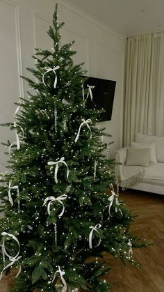 Christmas | Winter time | Christmas time | Christmas tree 🎄 | aesthetic | tree with bows | tree lights Awsthetic Christmas Tree, Christmas Tree Decor Aesthetic, 2025 Christmas Tree, Christmas Tree Aesthetic Ideas, Christmas Tree Decorations Aesthetic, Christmas Tree Aesthetics, Winter Decor Aesthetic, Tree Inspo Christmas, Decorating Christmas Tree Aesthetic