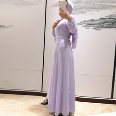 This Dress is fashionable for every occasion. the dress is made-to-order by professional tailors. You can choose from 50 colors, Regular sizes 2 to 16 and plus sizes 14w to 26W. Custom size is also available. Islam Dress, Lavender Dress, Dress Modest, Modest Dress, Lavender Dresses, Abaya Dress, Elegant Dresses For Women, Chiffon Long Sleeve, Long Sleeve Maxi