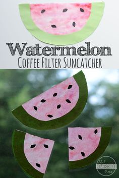 watermelon coffee filterr suncather craft for kids to make with paper