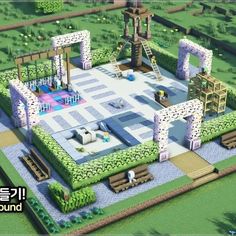 Playground Minecraft, Fun Minecraft Builds, Casas Mine, Beautiful Playground, Minecraft Park, Minecraft Town Ideas, Minecraft Medieval House, Zicxa Photos, Minecraft Town