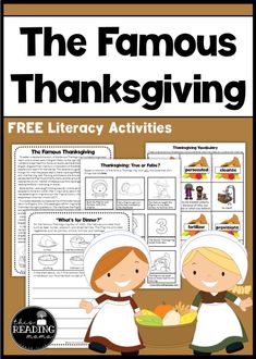 the famous thanksgiving worksheet with two children holding a basket full of turkeys