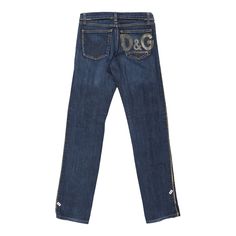 Description:Vintage Dolce & Gabbana blue jeans, fit a UK size 8 - low waisted with a 30" waist. Size conversion: US Size: 4EU Size: 36IT Size: 40 RISE TYPE: Low WaistedWAIST: 30 inches / 76cmsINSEAM: 31 inches / 79cmsRISE: 7.5 inches / 19cmsGENDER: womens CONDITION: good- gold decal flaking off on sides.STYLE: jeansERA: 1990sCOLOUR: blueFABRIC: cotton Fitted Blue Jeans With Five Pockets, Fitted Blue Cropped Jeans With Five Pockets, Blue Fitted Jeans With Five Pockets, Blue Jeans Fit, Luxury Pre-washed Denim Blue Jeans, Dolce And Gabbana Jeans, Gold Decal, Dolce And Gabbana Blue, Low Waisted